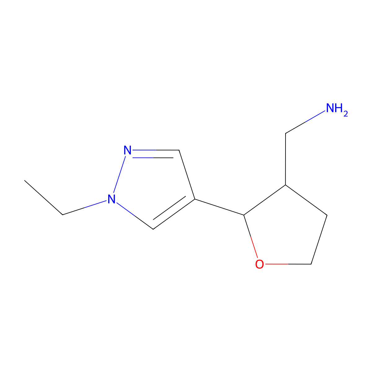 [2-(1-ethyl-1H-pyrazol-4-yl)oxolan-3-yl]methanamine molecular structure, CAS 1423034-61-0