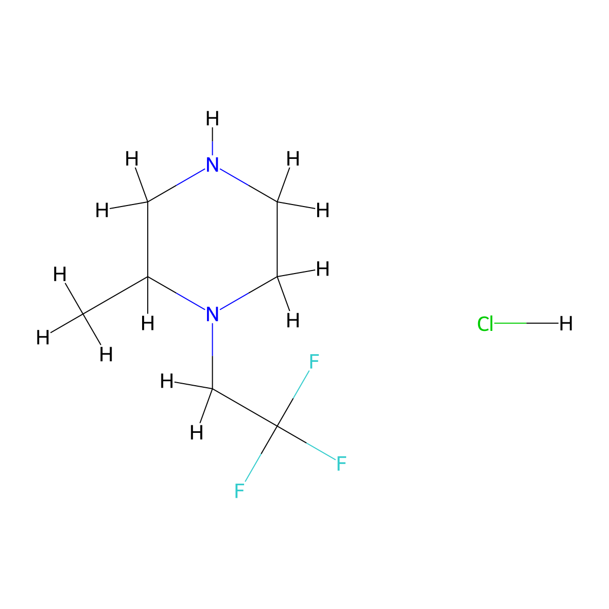 2-Methyl-1-(2,2,2-trifluoroethyl)piperazine hydrochloride molecular structure, CAS 1423034-62-1