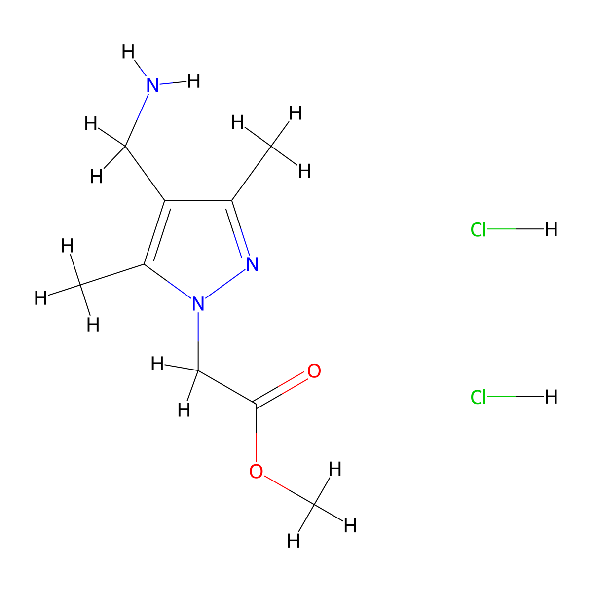 methyl 2-[4-(aminomethyl)-3,5-dimethyl-1H-pyrazol-1-yl]acetate dihydrochloride molecular structure, CAS 1423034-71-2