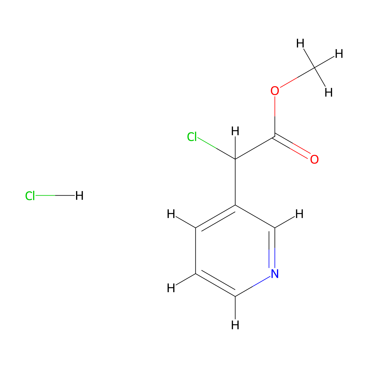 Methyl 2-chloro-2-(pyridin-3-yl)acetate hydrochloride molecular structure, CAS 1423034-81-4