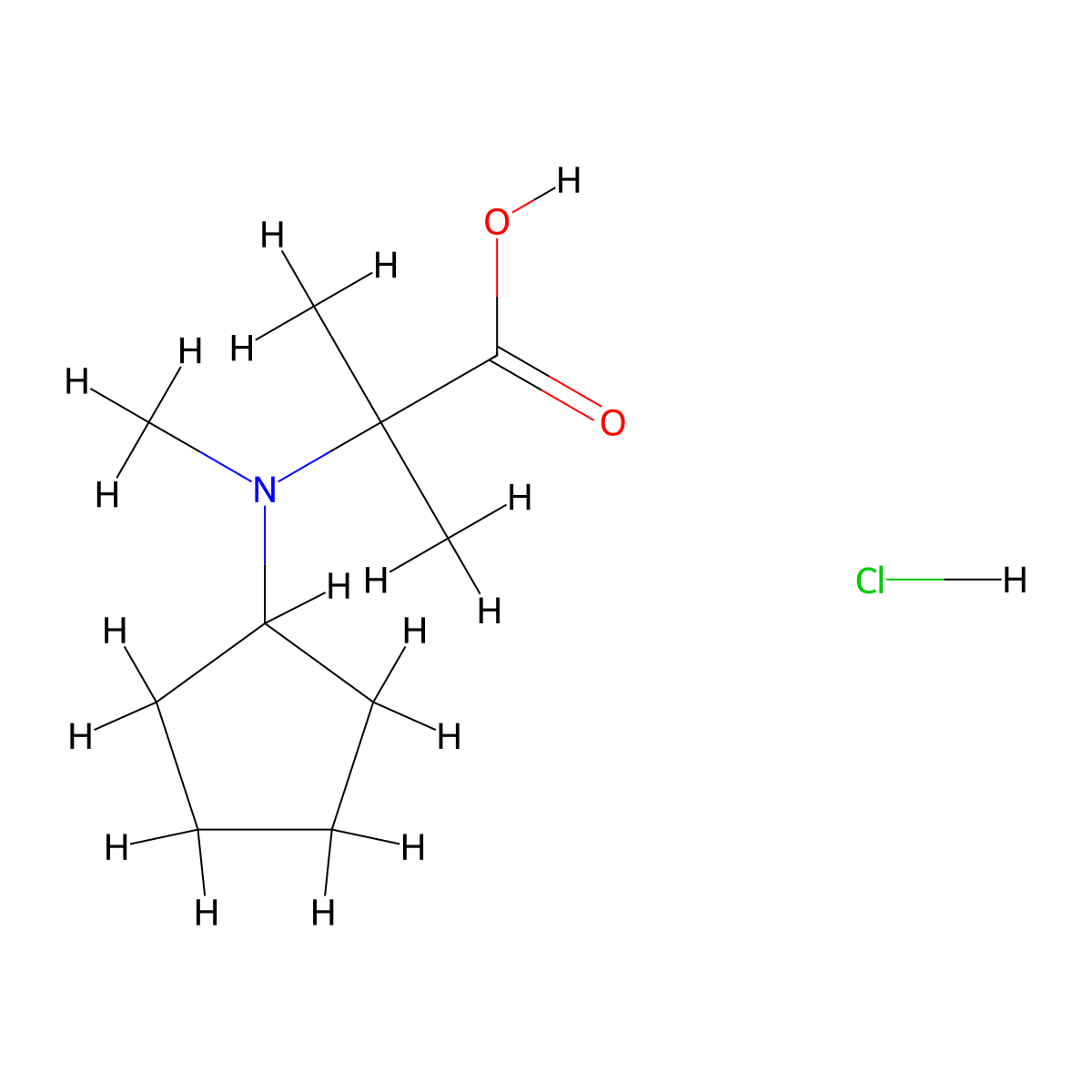 2-[Cyclopentyl(methyl)amino]-2-methylpropanoic acid hydrochloride molecular structure, CAS 1423034-86-9