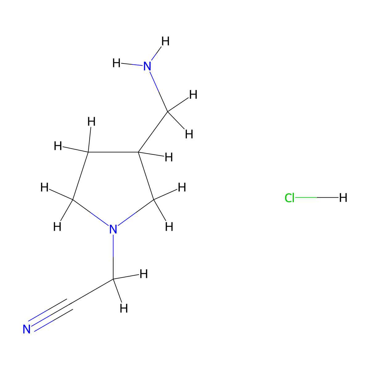 2-[3-(Aminomethyl)pyrrolidin-1-yl]acetonitrile hydrochloride molecular structure, CAS 1423034-93-8