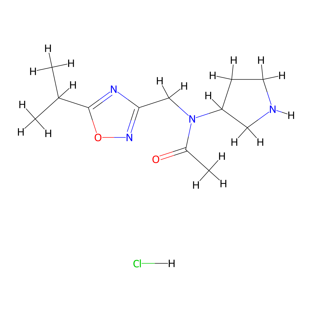 N-{[5-(propan-2-yl)-1,2,4-oxadiazol-3-yl]methyl}-N-(pyrrolidin-3-yl)acetamide hydrochloride molecular structure, CAS 1423034-96-1