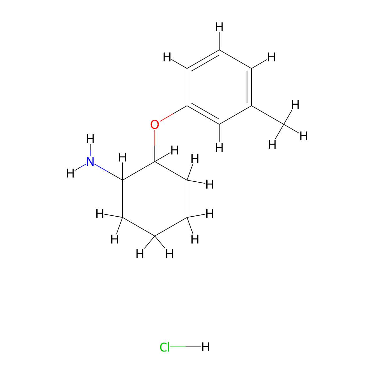 2-(3-Methylphenoxy)cyclohexan-1-amine hydrochloride molecular structure, CAS 1423034-99-4