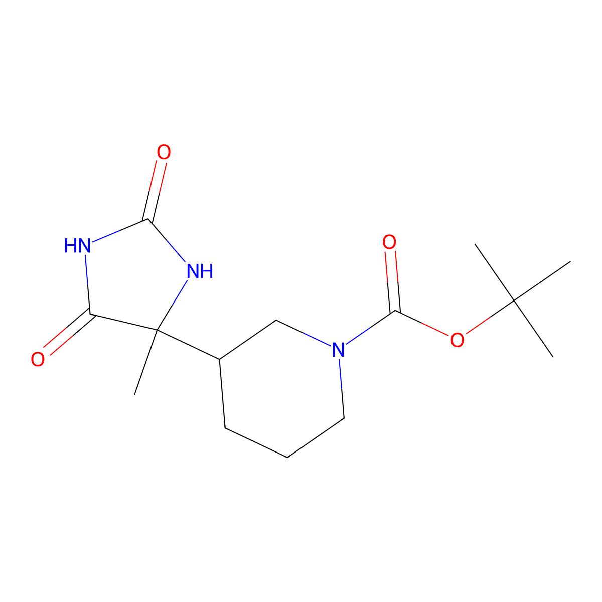 Tert-butyl 3-(4-methyl-2,5-dioxoimidazolidin-4-yl)piperidine-1-carboxylate molecular structure, CAS 1423035-08-8