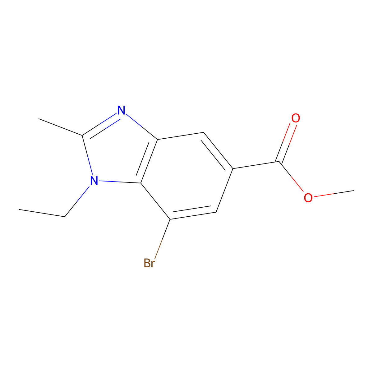Methyl 7-bromo-1-ethyl-2-methyl-1,3-benzodiazole-5-carboxylate molecular structure, CAS 1423037-29-9