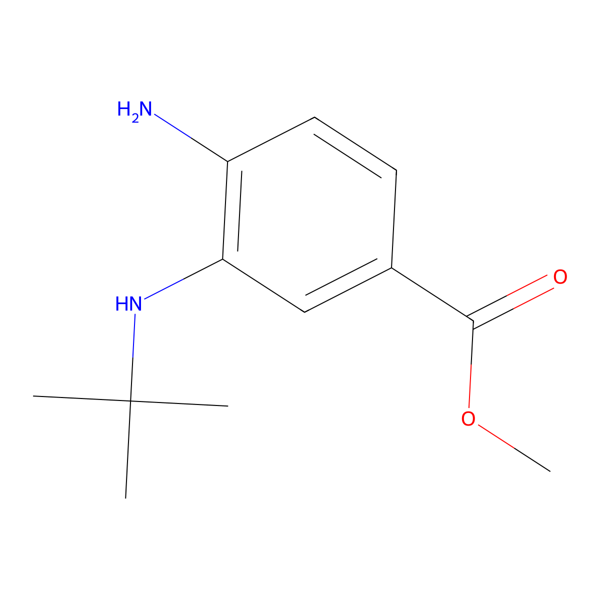 Methyl 4-amino-3-(tert-butylamino)benzoate molecular structure, CAS 1423037-31-3