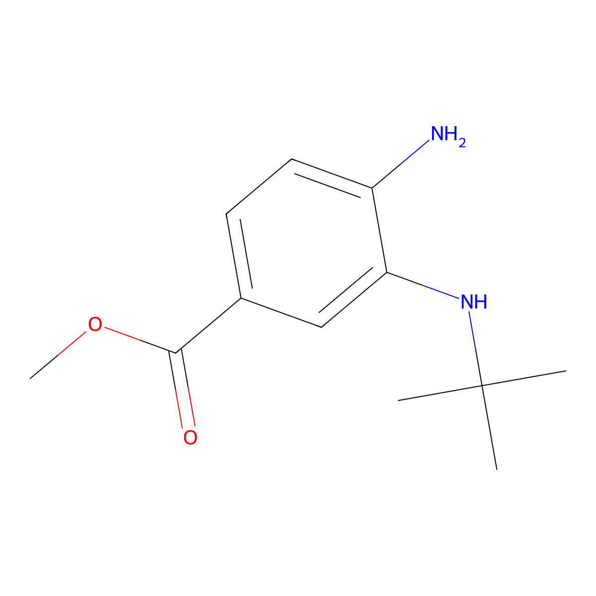 Methyl 4-amino-3-(tert-butylamino)benzoate molecular structure, CAS 1423037-31-3