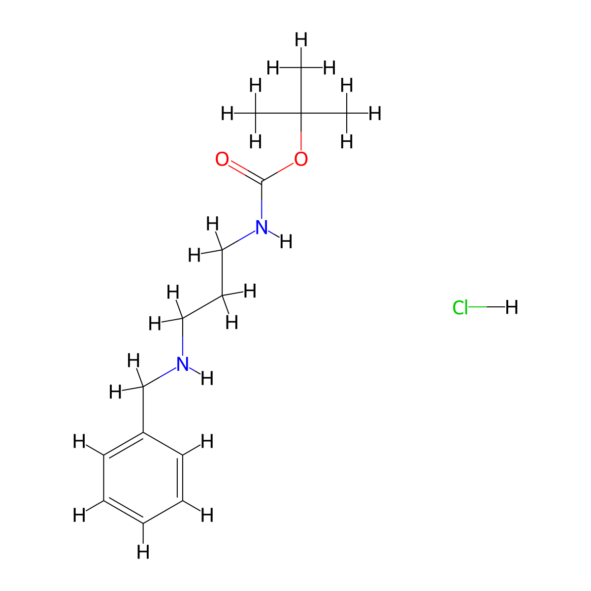 Tert-butyl N-[3-(benzylamino)propyl]carbamate hydrochloride molecular structure, CAS 1423037-35-7