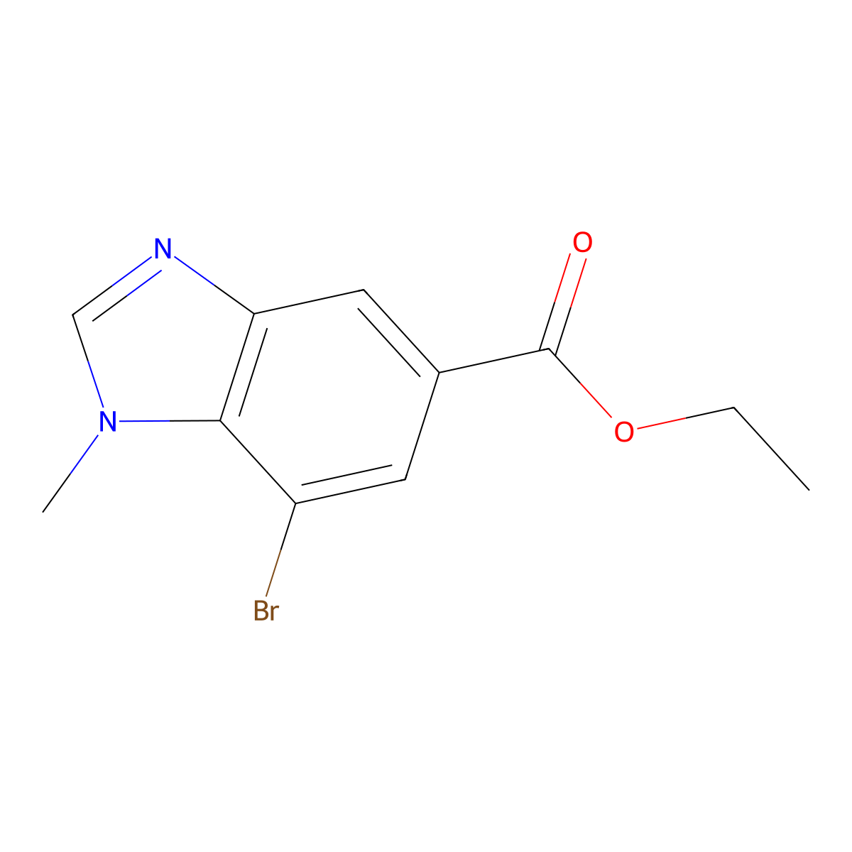 Ethyl 7-bromo-1-methyl-1,3-benzodiazole-5-carboxylate molecular structure, CAS 1423037-39-1