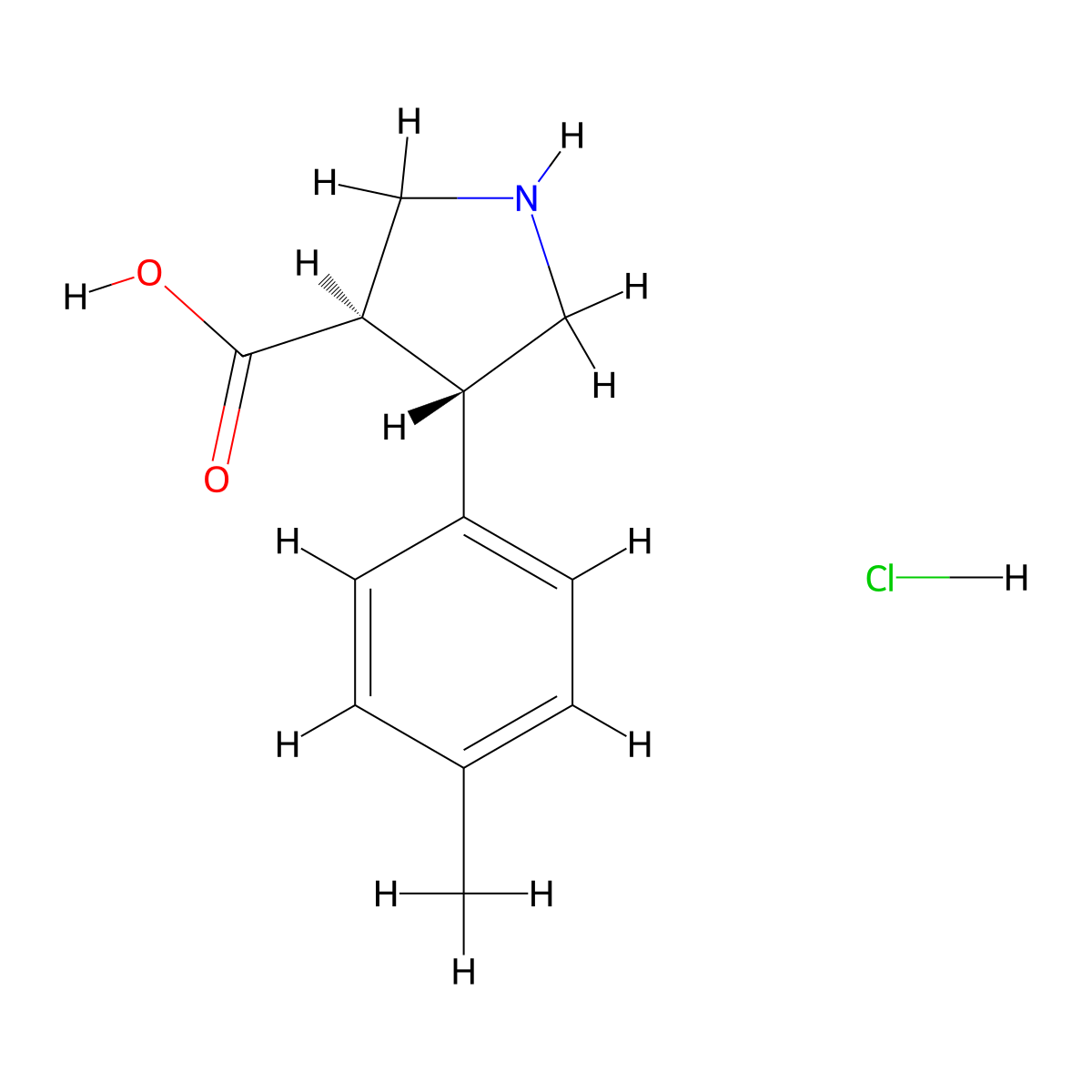 (3R,4S)-4-(p-Tolyl)pyrrolidine-3-carboxylic acid hydrochloride molecular structure, CAS 1423037-43-7