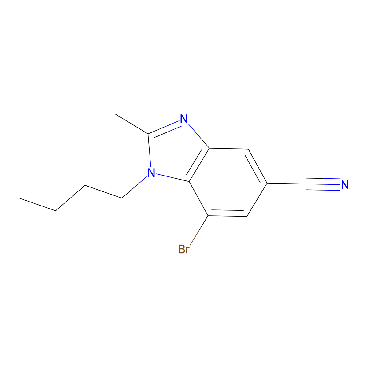 7-Bromo-1-butyl-2-methyl-1,3-benzodiazole-5-carbonitrile molecular structure, CAS 1423037-54-0
