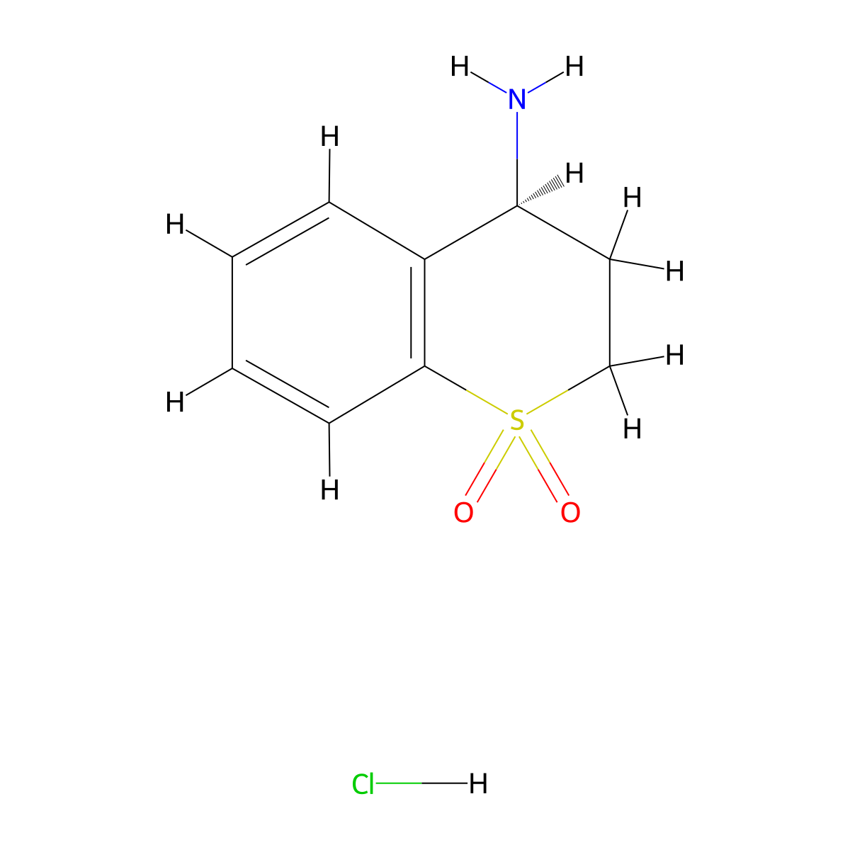 (4S)-4-amino-3,4-dihydro-2H-1lambda6-benzothiopyran-1,1-dione hydrochloride molecular structure, CAS 1423040-73-6
