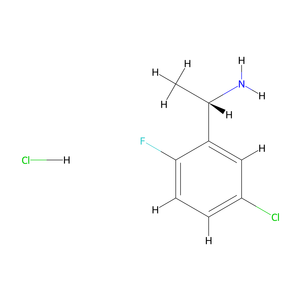 (1S)-1-(5-chloro-2-fluorophenyl)ethan-1-amine hydrochloride molecular structure, CAS 1423040-76-9
