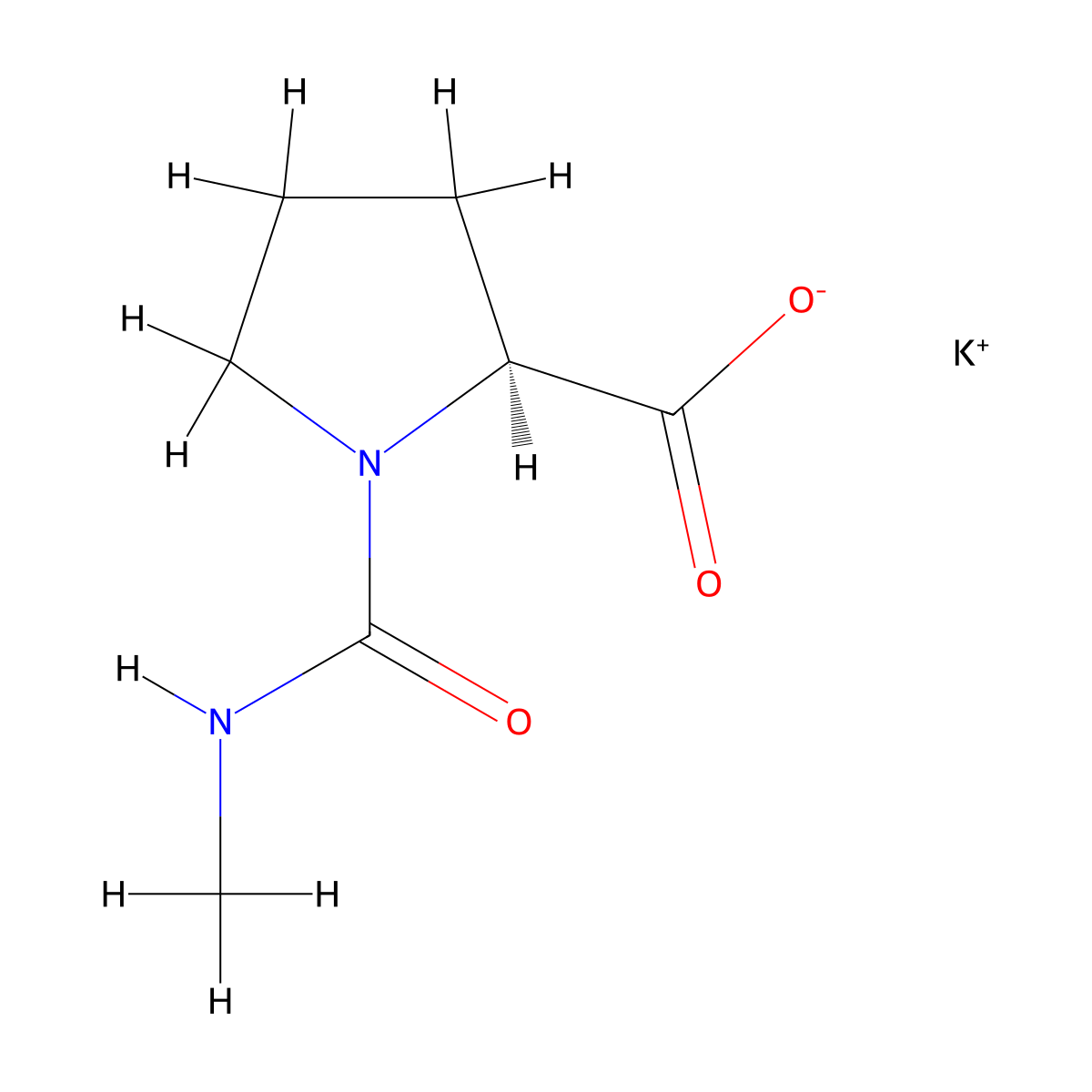 potassium (2S)-1-(methylcarbamoyl)pyrrolidine-2-carboxylate molecular structure, CAS 1423040-84-9