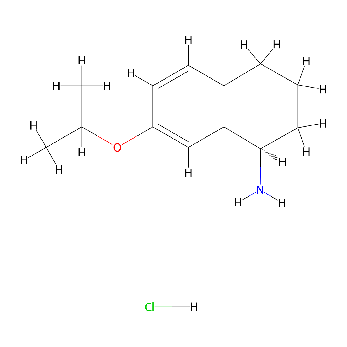 (1R)-7-(propan-2-yloxy)-1,2,3,4-tetrahydronaphthalen-1-amine hydrochloride molecular structure, CAS 1423040-88-3