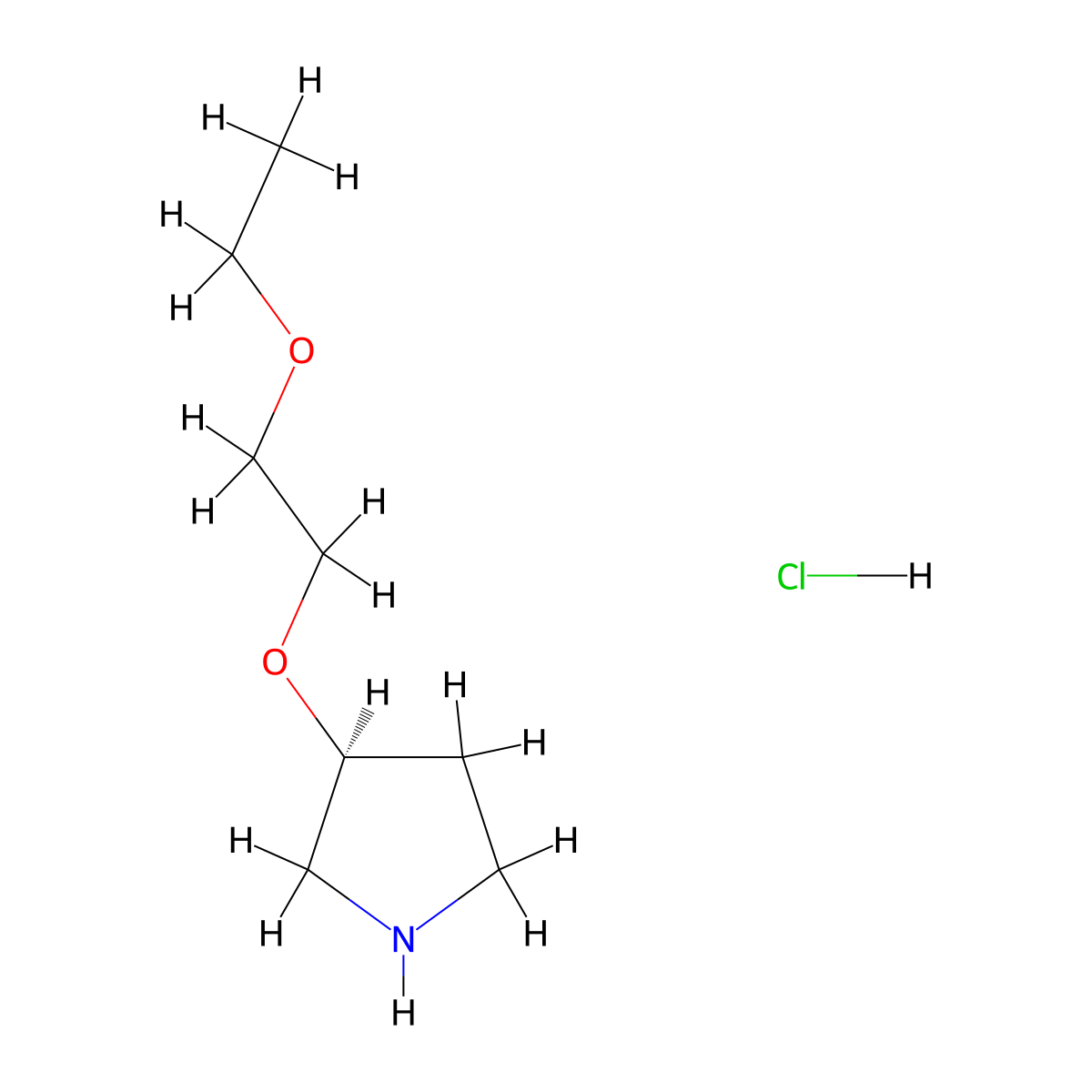 (3S)-3-(2-ethoxyethoxy)pyrrolidine hydrochloride molecular structure, CAS 1423040-89-4