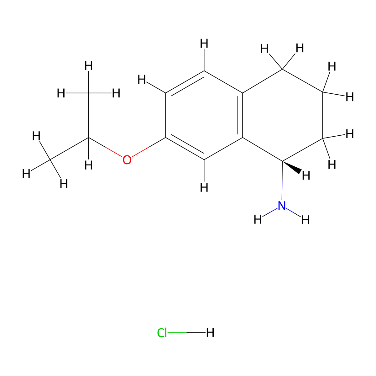 (1S)-7-(propan-2-yloxy)-1,2,3,4-tetrahydronaphthalen-1-amine hydrochloride molecular structure, CAS 1423040-91-8