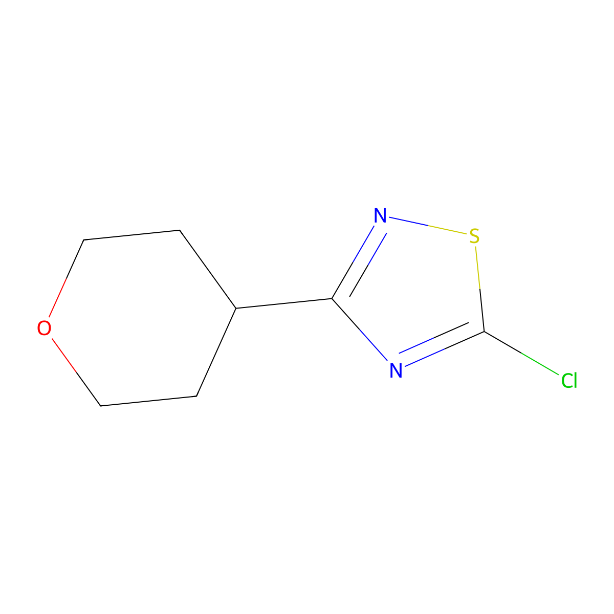 5-Chloro-3-(oxan-4-yl)-1,2,4-thiadiazole molecular structure, CAS 1423042-51-6