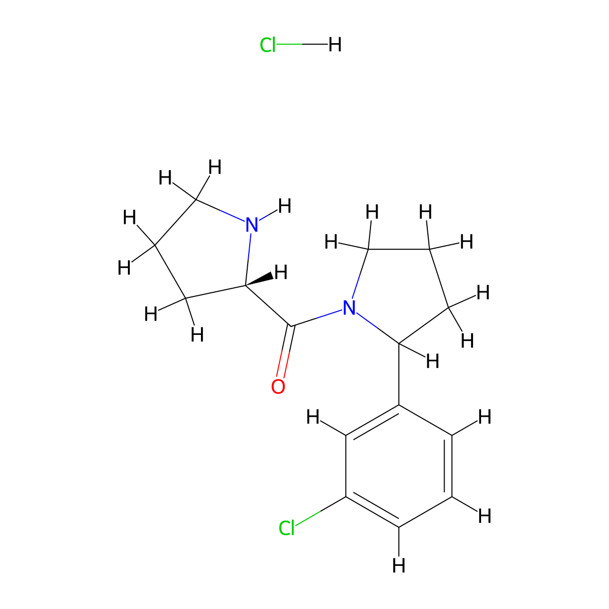 2-(3-chlorophenyl)-1-[(2S)-pyrrolidine-2-carbonyl]pyrrolidine hydrochloride molecular structure, CAS 1423043-76-8