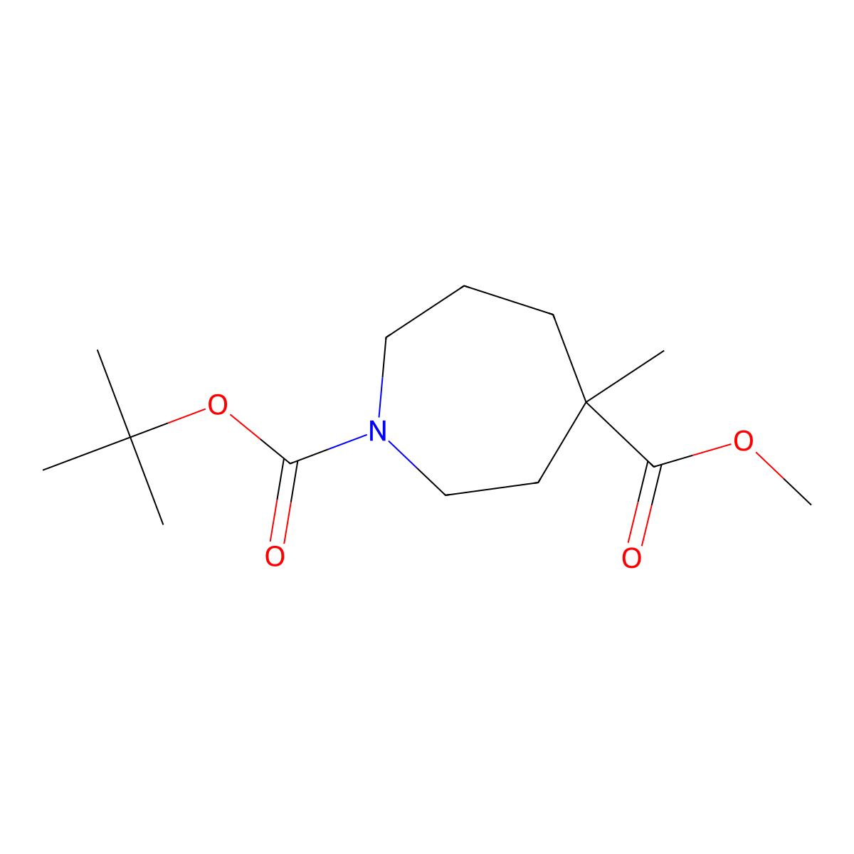 1-(tert-Butyl) 4-methyl 4-methylazepane-1,4-dicarboxylate molecular structure, CAS 1423070-36-3