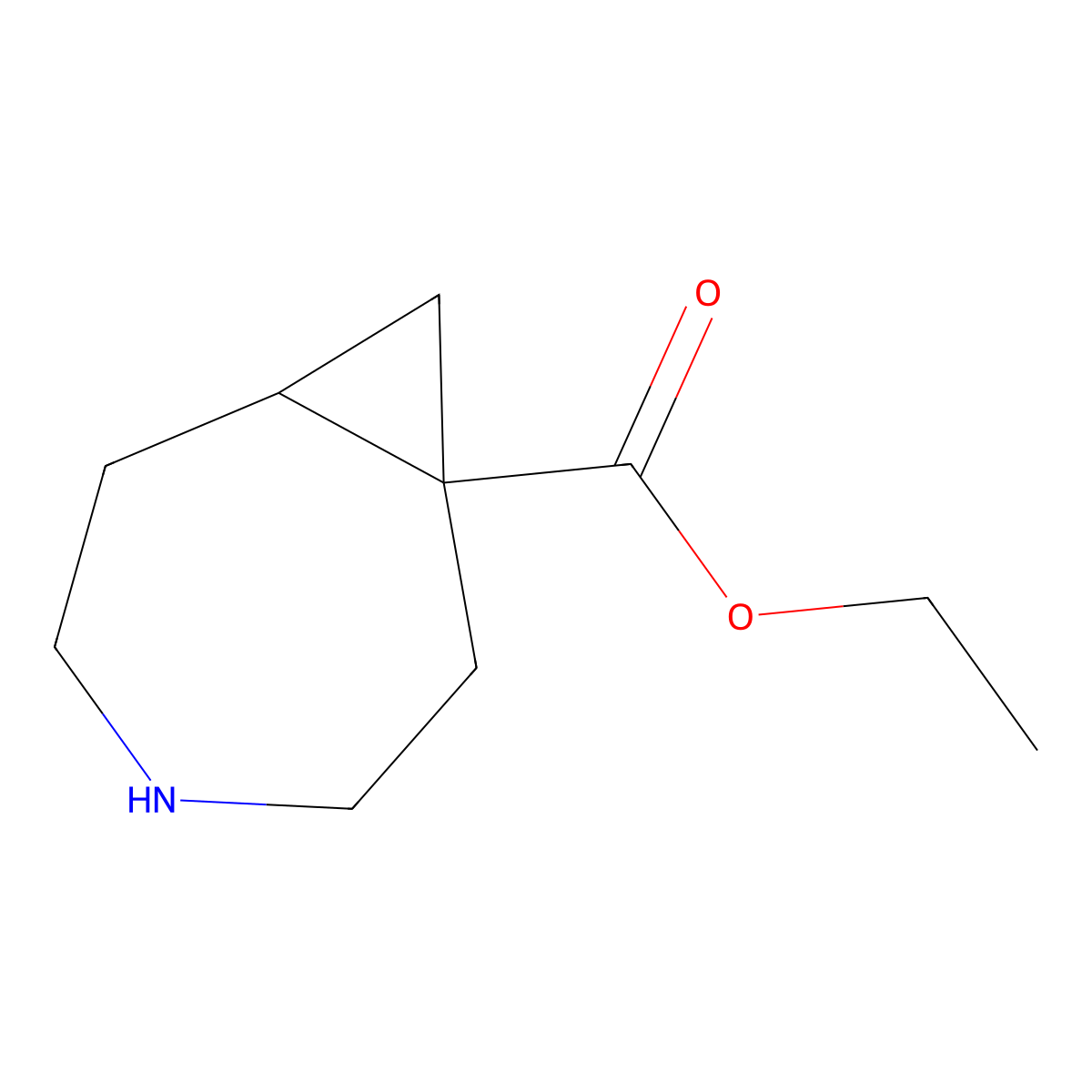 Ethyl 4-azabicyclo[5.1.0]octane-1-carboxylate molecular structure, CAS 1423070-39-6