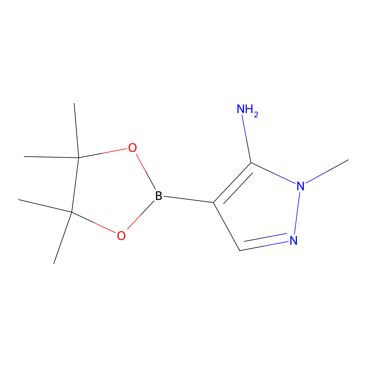 1-Methyl-4-(4,4,5,5-tetramethyl-1,3,2-dioxaborolan-2-yl)-1H-pyrazol-5-amine molecular structure, CAS 1423078-48-1