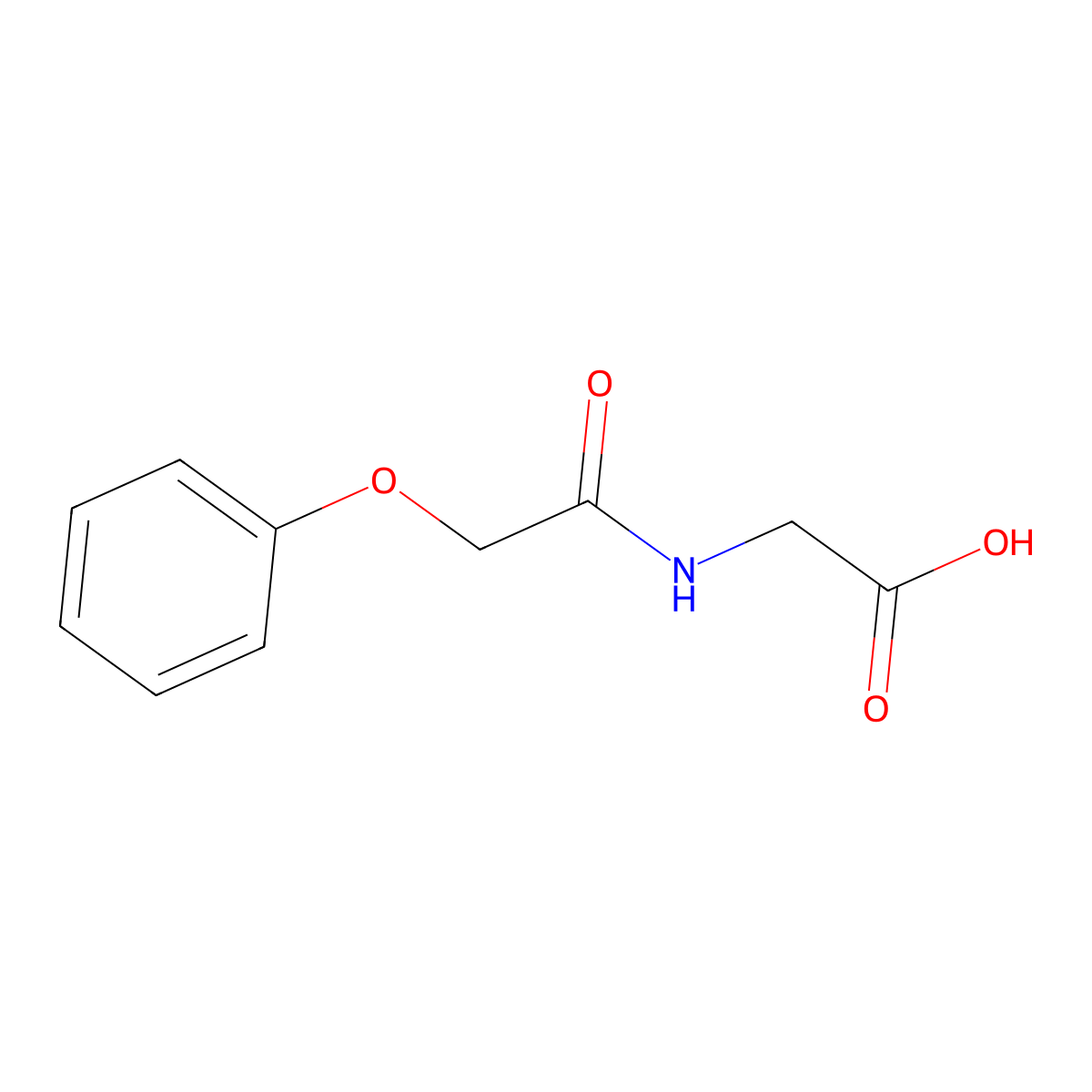 N-(phenoxyacetyl)glycine molecular structure, CAS 14231-45-9