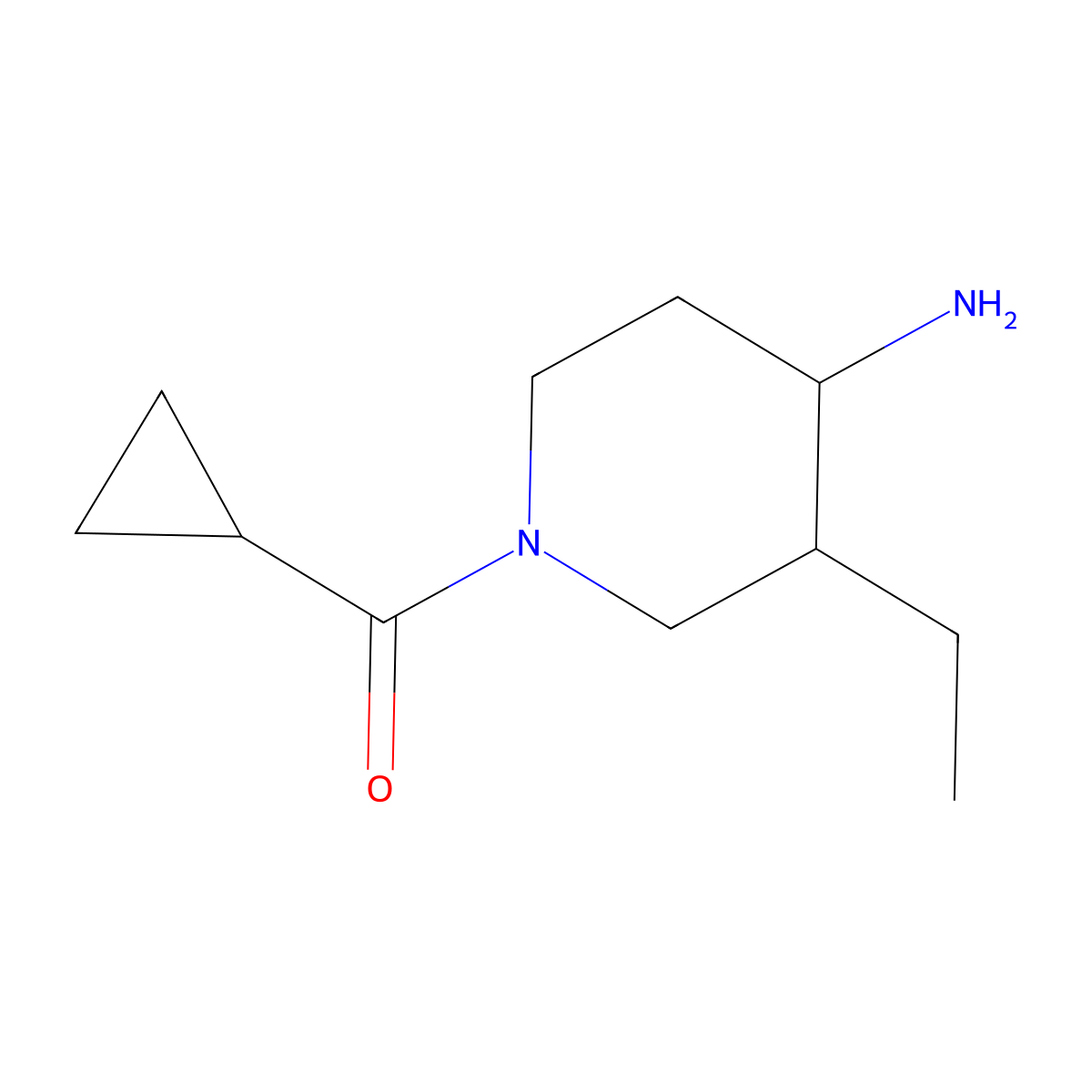 1-Cyclopropanecarbonyl-3-ethylpiperidin-4-amine molecular structure, CAS 1423117-02-5