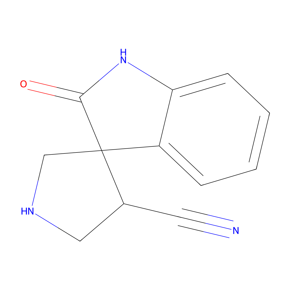 2-Oxo-1,2-dihydrospiro[indole-3,3'-pyrrolidine]-4'-carbonitrile molecular structure, CAS 1423117-09-2