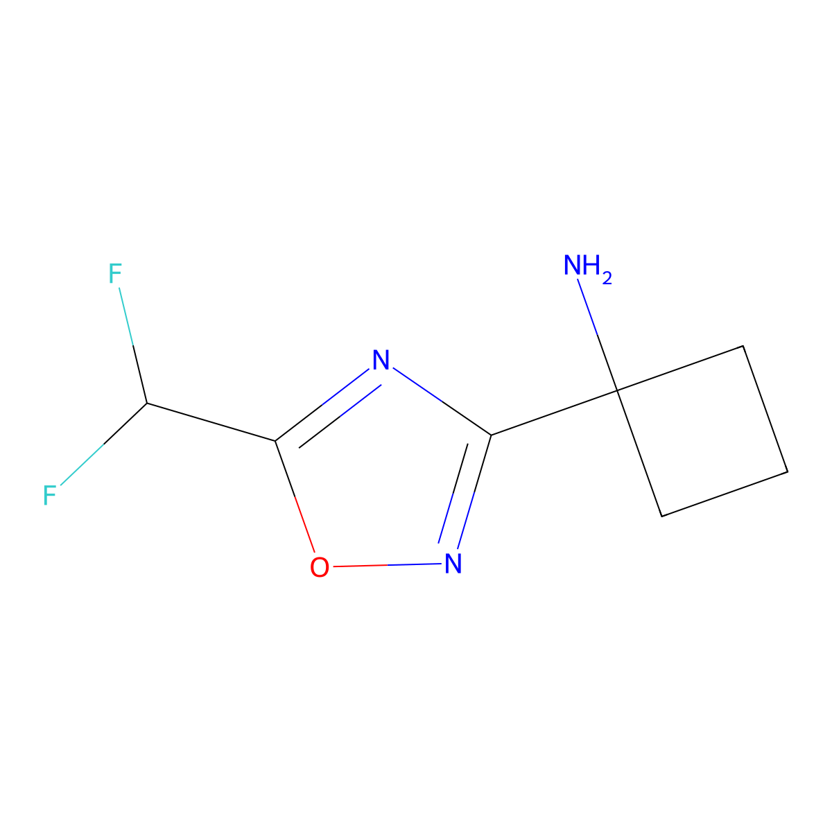1-(5-(Difluoromethyl)-1,2,4-oxadiazol-3-yl)cyclobutanamine molecular structure, CAS 1423117-23-0