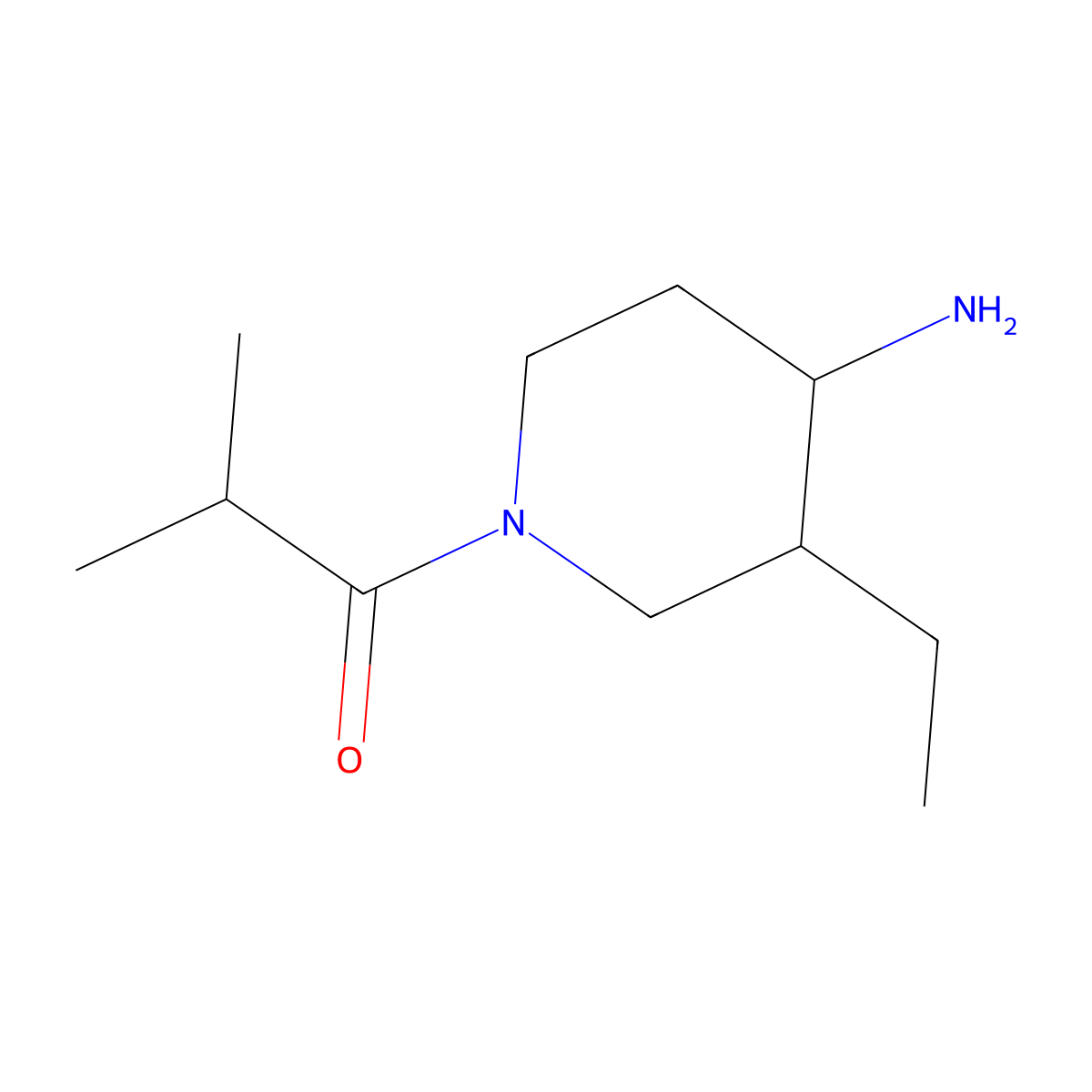 1-(4-Amino-3-ethylpiperidin-1-yl)-2-methylpropan-1-one molecular structure, CAS 1423117-24-1