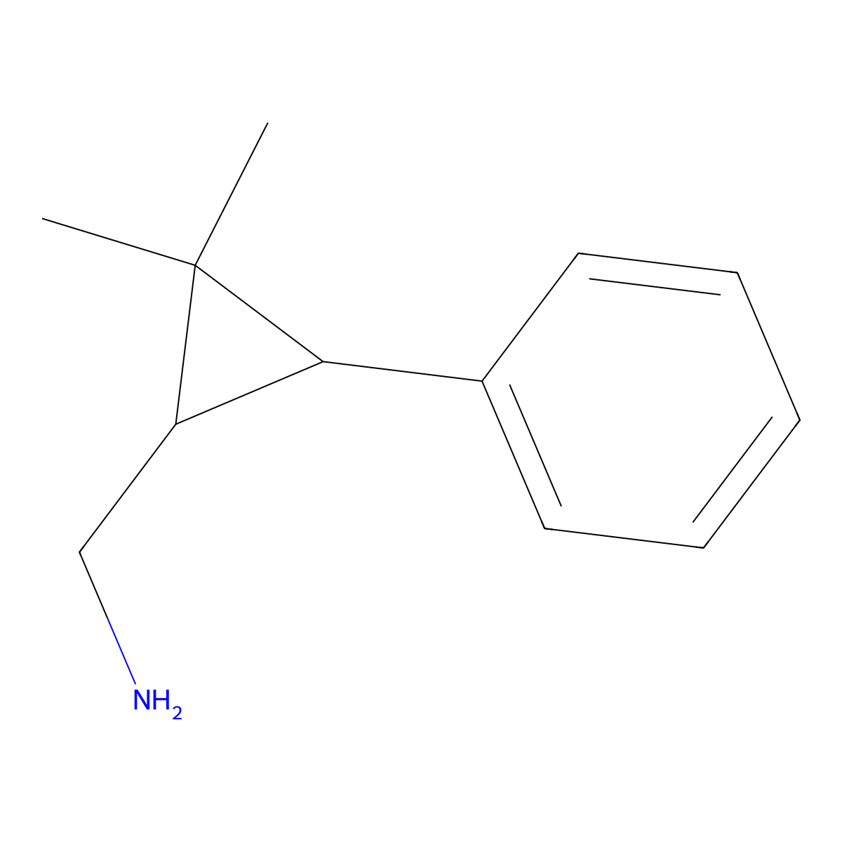 (2,2-Dimethyl-3-phenylcyclopropyl)methanamine molecular structure, CAS 1423117-25-2