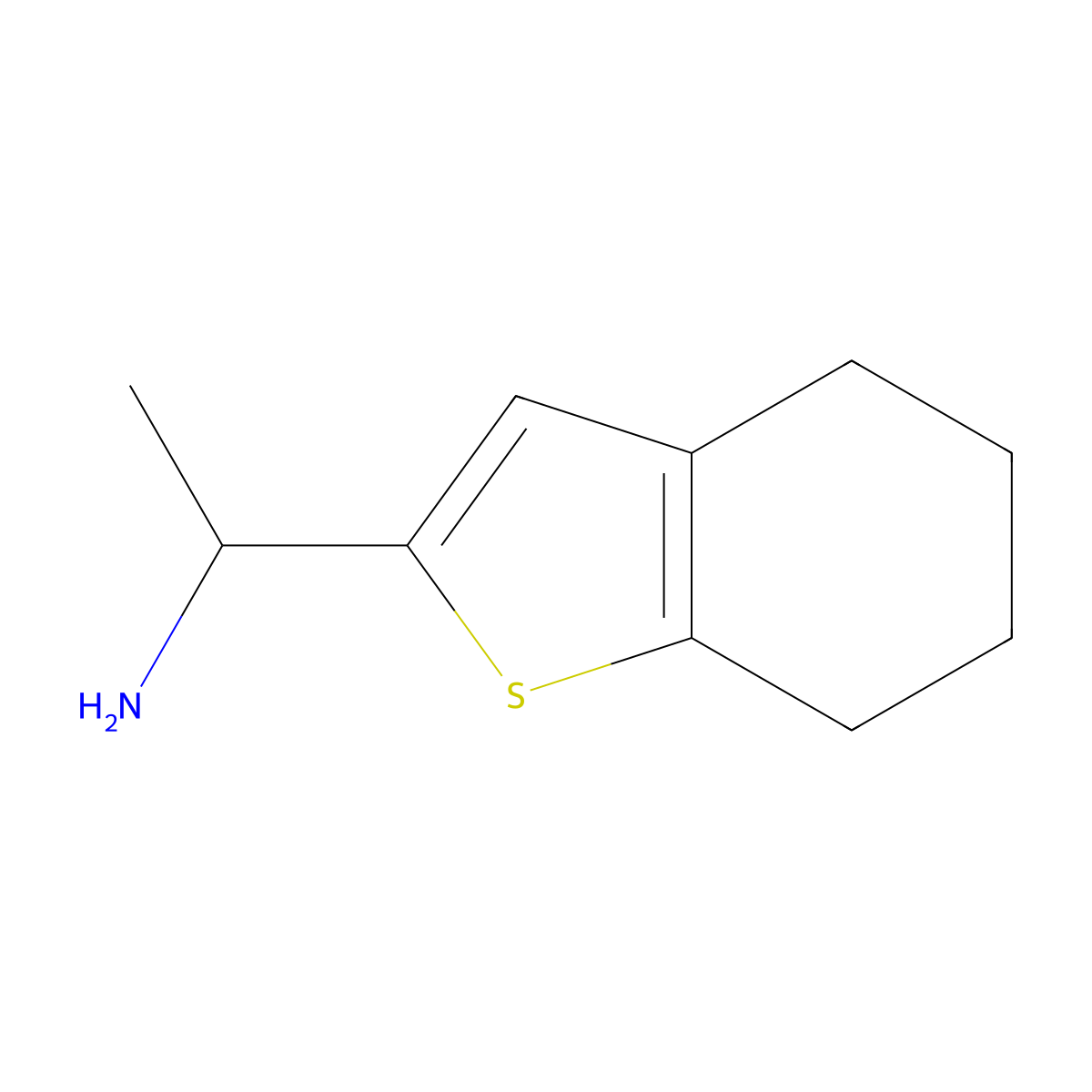 1-(4,5,6,7-Tetrahydro-1-benzothiophen-2-yl)ethan-1-amine molecular structure, CAS 1423117-38-7