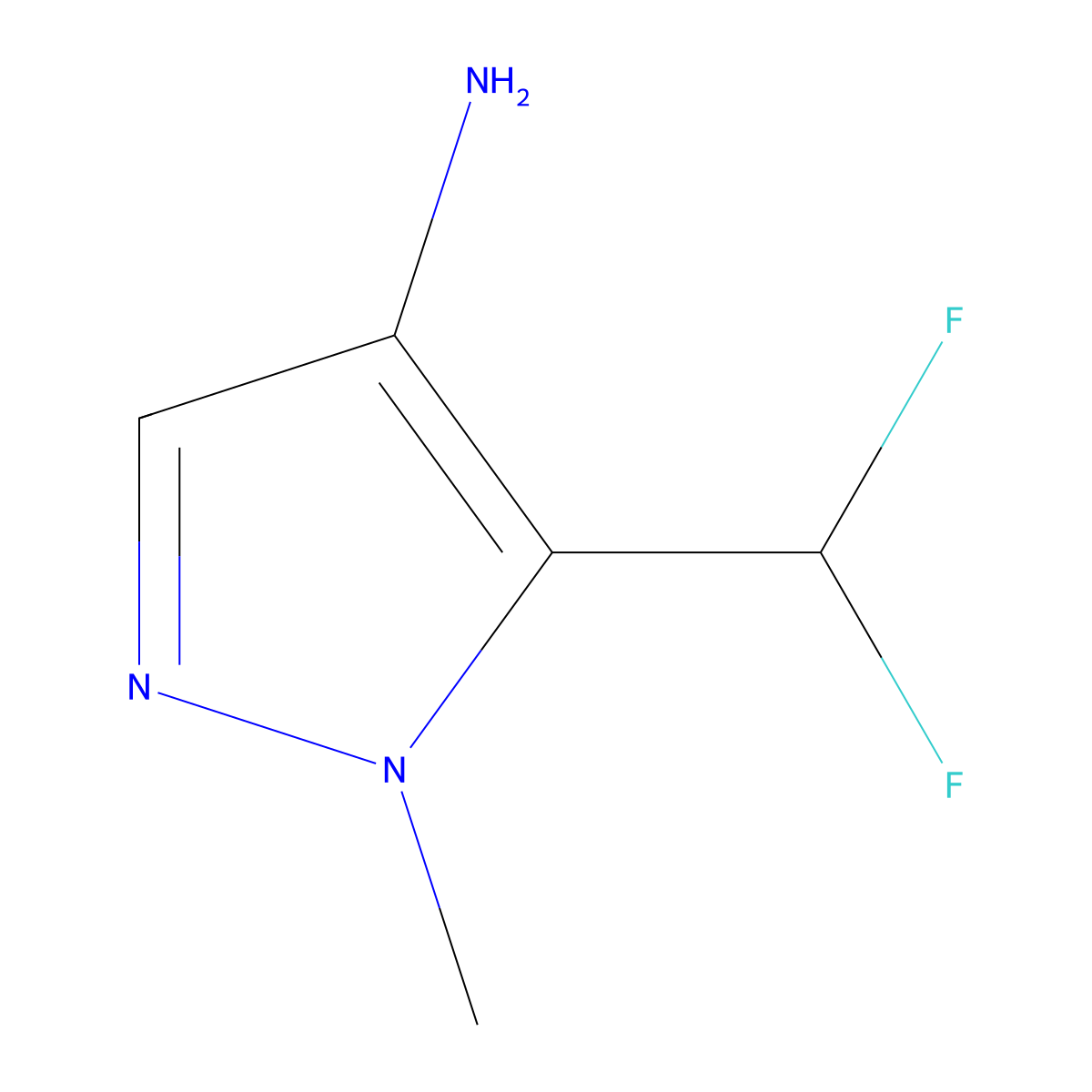5-(difluoromethyl)-1-methyl-1H-pyrazol-4-amine molecular structure, CAS 1423117-49-0