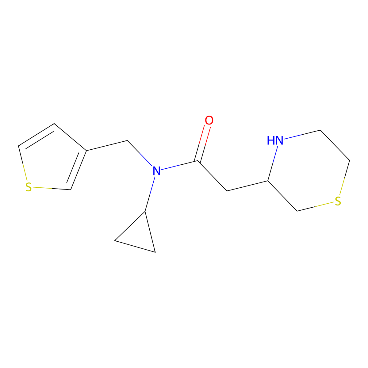 N-cyclopropyl-2-(thiomorpholin-3-yl)-N-[(thiophen-3-yl)methyl]acetamide molecular structure, CAS 1423117-58-1