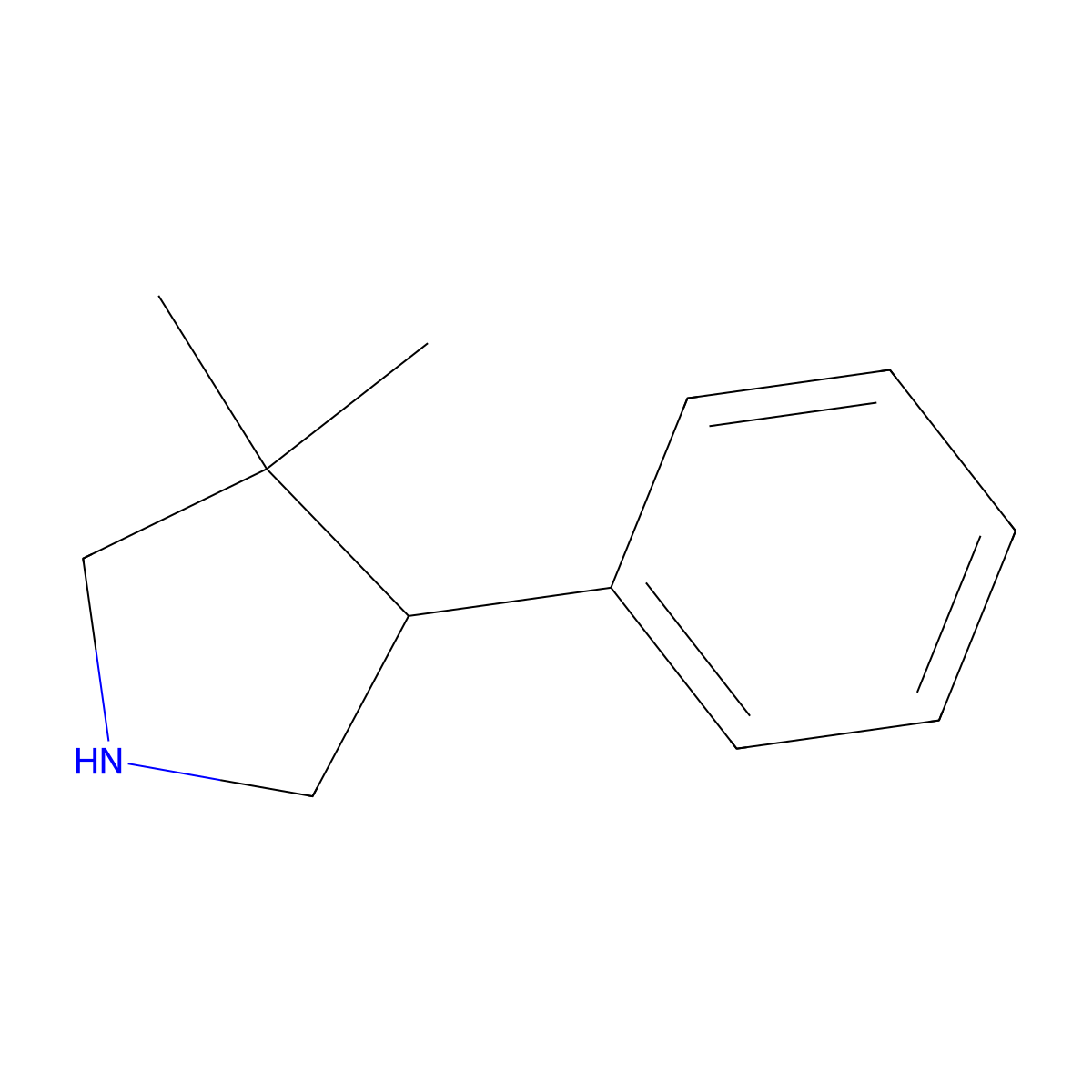 3,3-Dimethyl-4-phenylpyrrolidine molecular structure, CAS 1423117-62-7