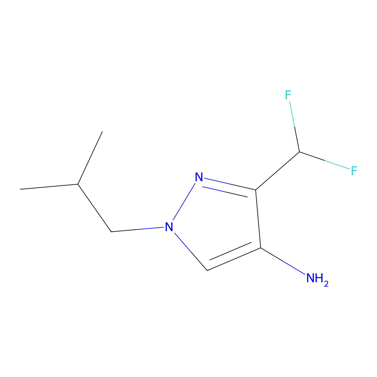 3-(Difluoromethyl)-1-(2-methylpropyl)-1H-pyrazol-4-amine molecular structure, CAS 1423117-64-9