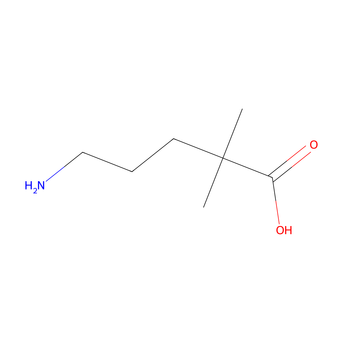 5-Amino-2,2-dimethylpentanoic acid molecular structure, CAS 1423117-66-1