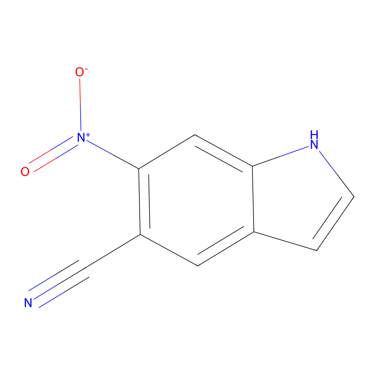 6-Nitro-1H-indole-5-carbonitrile molecular structure, CAS 1423120-44-8