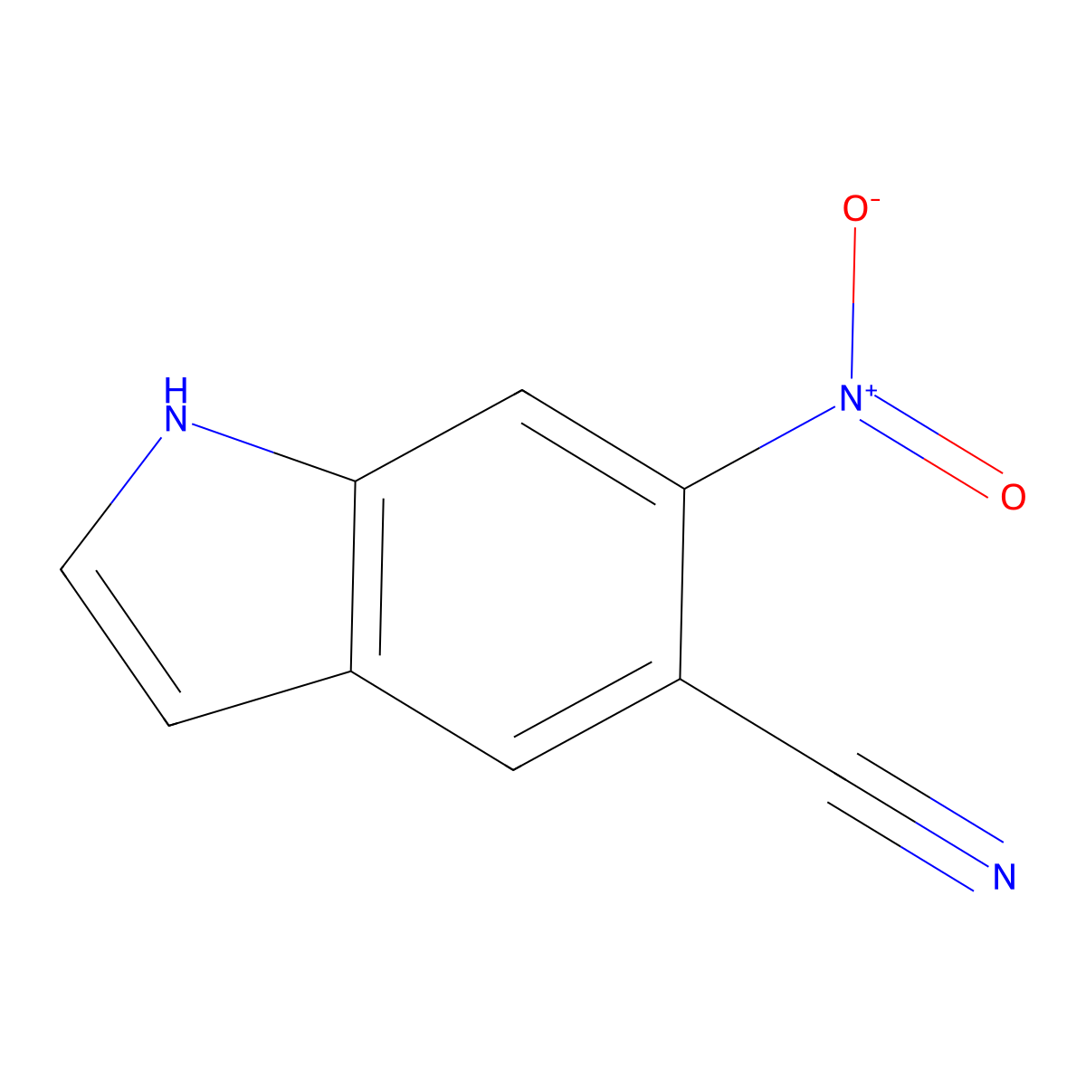 6-Nitro-1H-indole-5-carbonitrile molecular structure, CAS 1423120-44-8