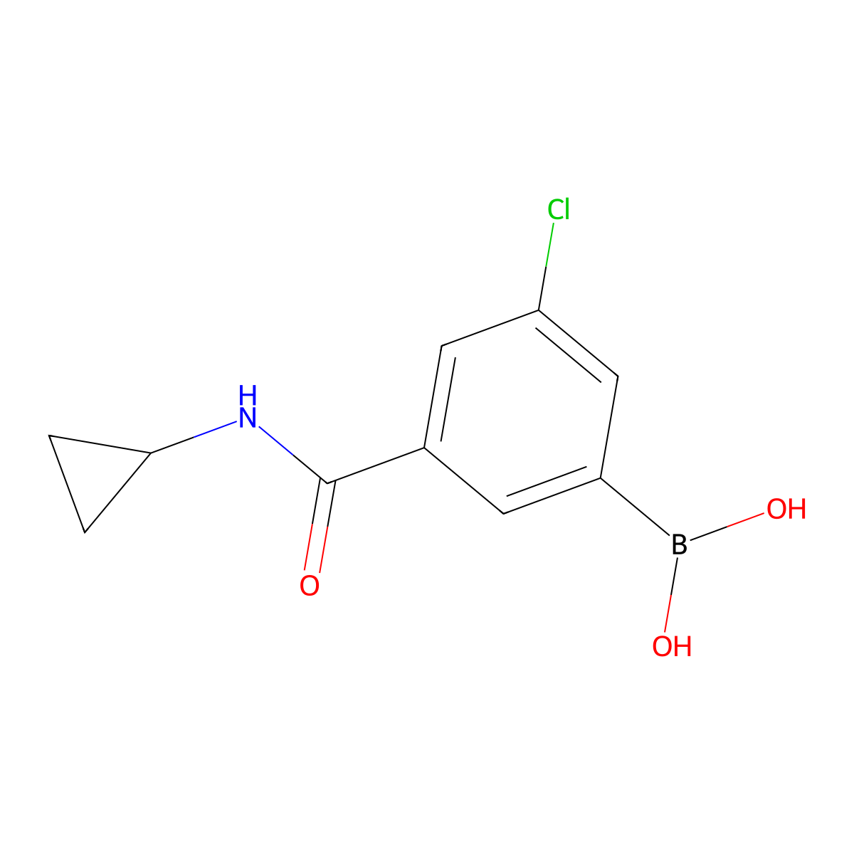 (3-Chloro-5-(cyclopropylcarbamoyl)phenyl)boronic acid molecular structure, CAS 1423127-49-4