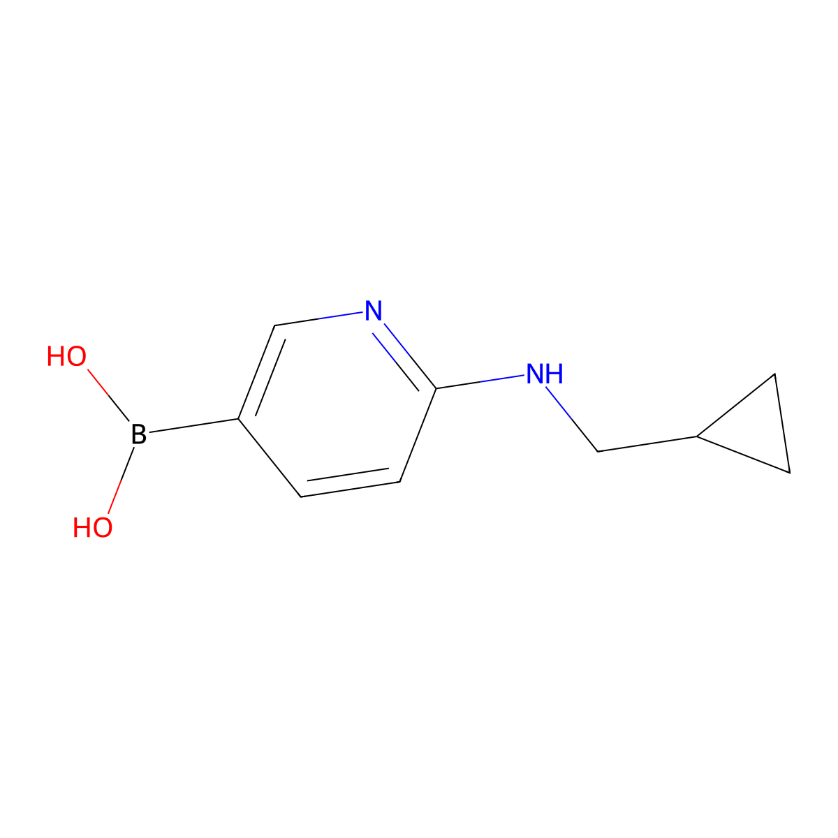 B-[6-[(Cyclopropylmethyl)amino]-3-pyridinyl]boronic acid molecular structure, CAS 1423129-08-1