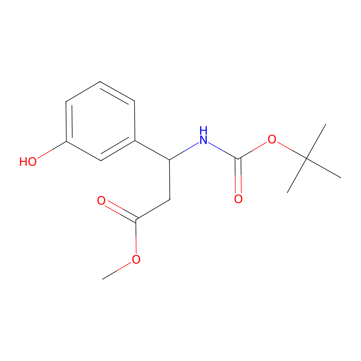 Methyl 3-(Boc-amino)-3-(3-hydroxyphenyl)propanoate molecular structure, CAS 1423134-61-5