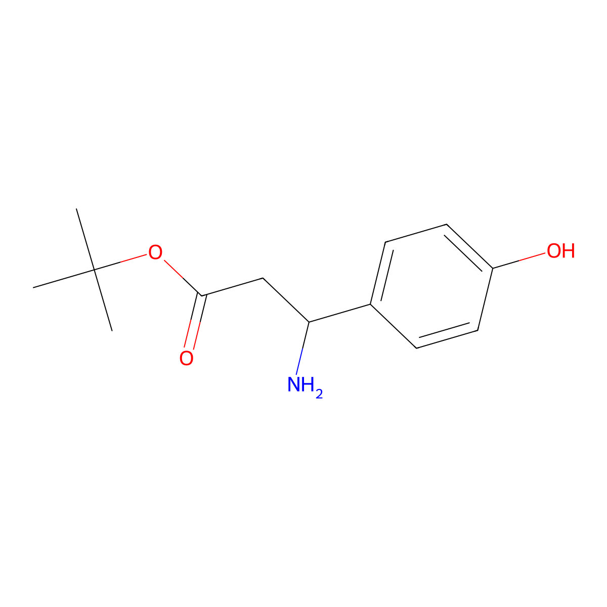 Tert-butyl 3-amino-3-(4-hydroxyphenyl)propanoate molecular structure, CAS 1423135-24-3
