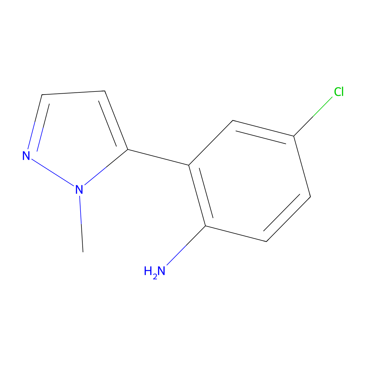 4-chloro-2-(1-methyl-1H-pyrazol-5-yl)aniline molecular structure, CAS 1423161-88-9