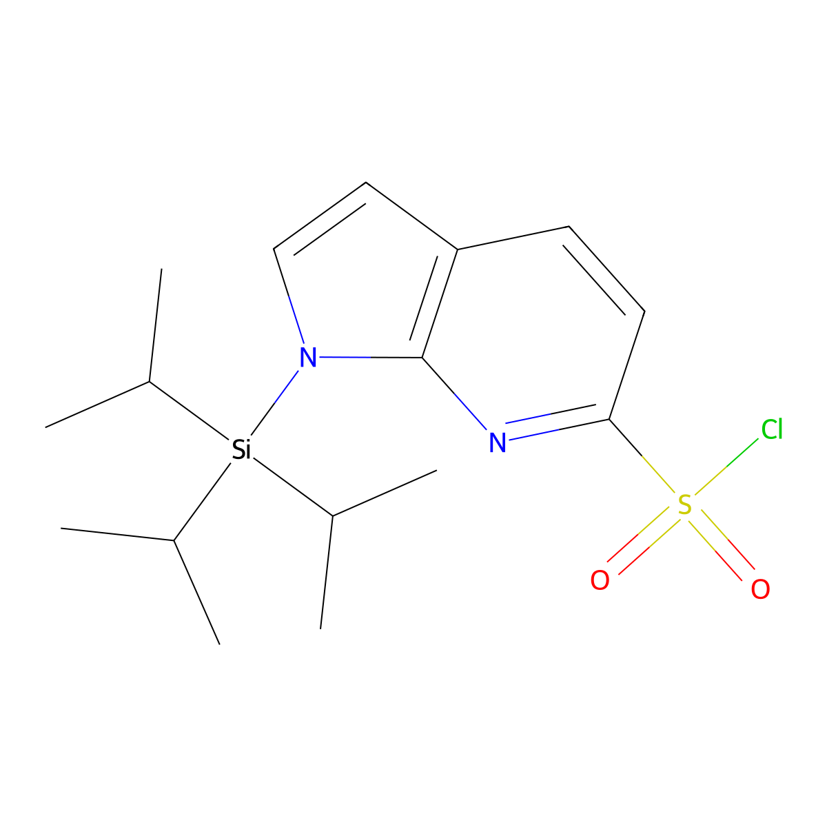 1-[tris(propan-2-yl)silyl]-1H-pyrrolo[2,3-b]pyridine-6-sulfonylchloride molecular structure, CAS 1423161-95-8