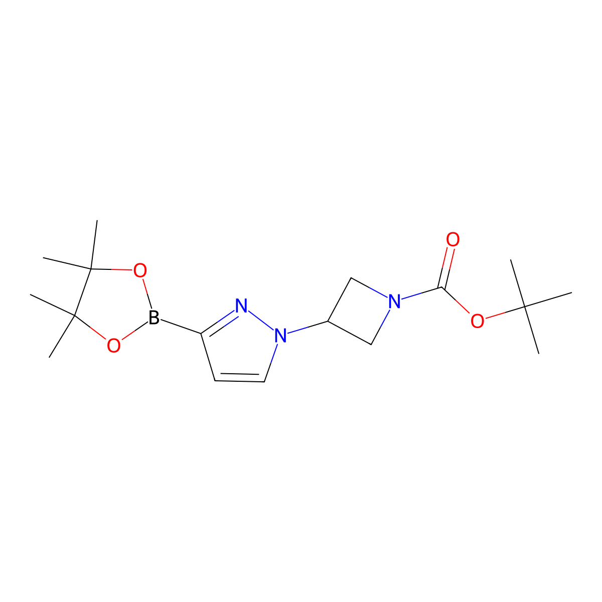 tert-butyl 3-[3-(4,4,5,5-tetramethyl-1,3,2-dioxaborolan-2-yl)-1H-pyrazol-1-yl]azetidine-1-carboxylate molecular structure, CAS 1423162-07-5