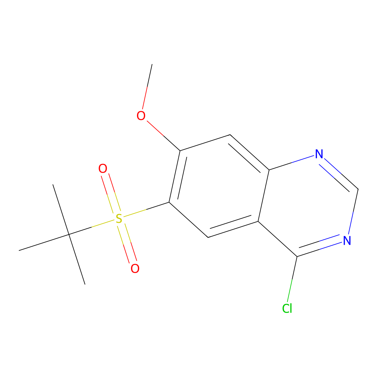 6-(tert-Butylsulfonyl)-4-chloro-7-methoxyquinazoline molecular structure, CAS 1423187-57-8