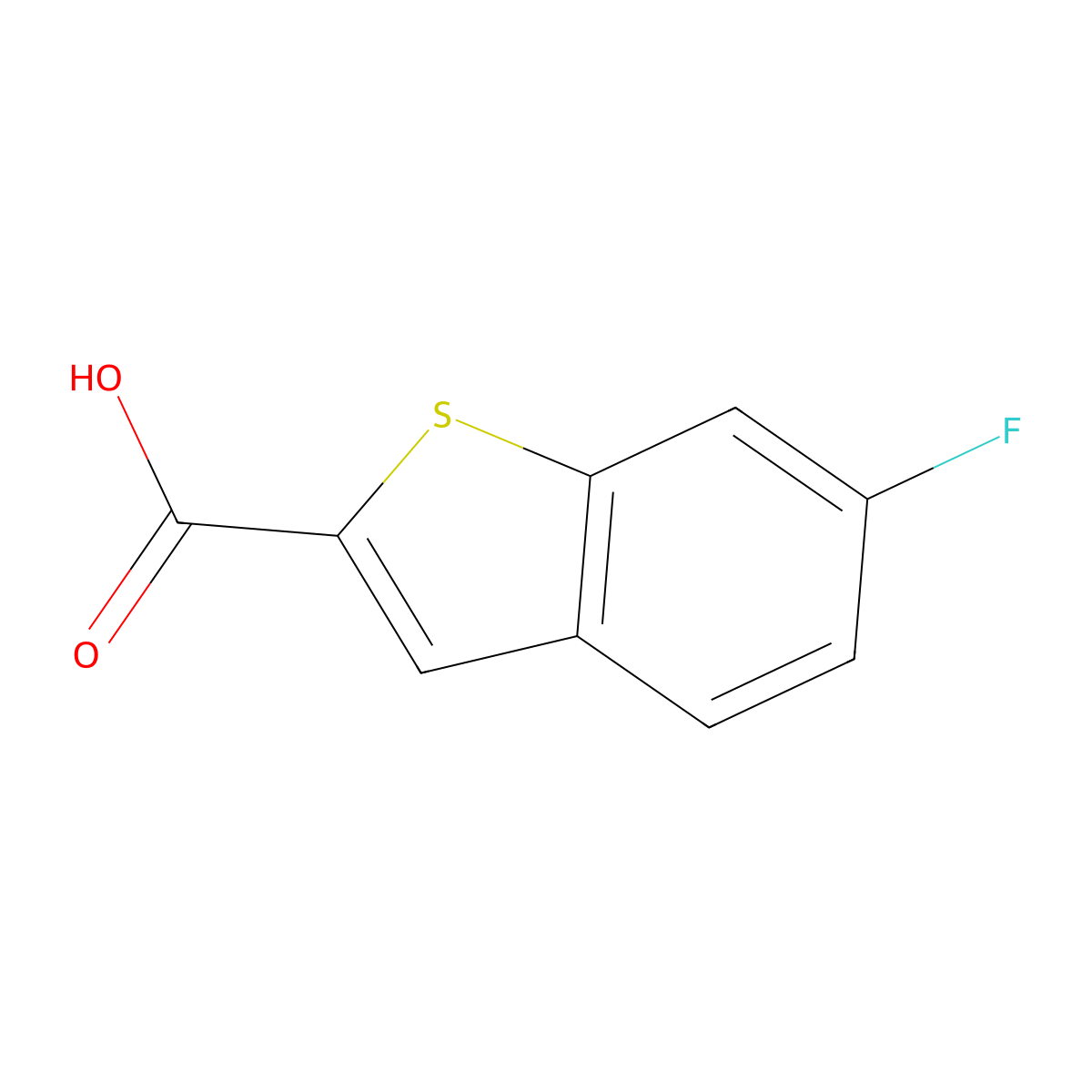 6-Fluoro-1-benzothiophene-2-carboxylic acid molecular structure, CAS 142329-23-5